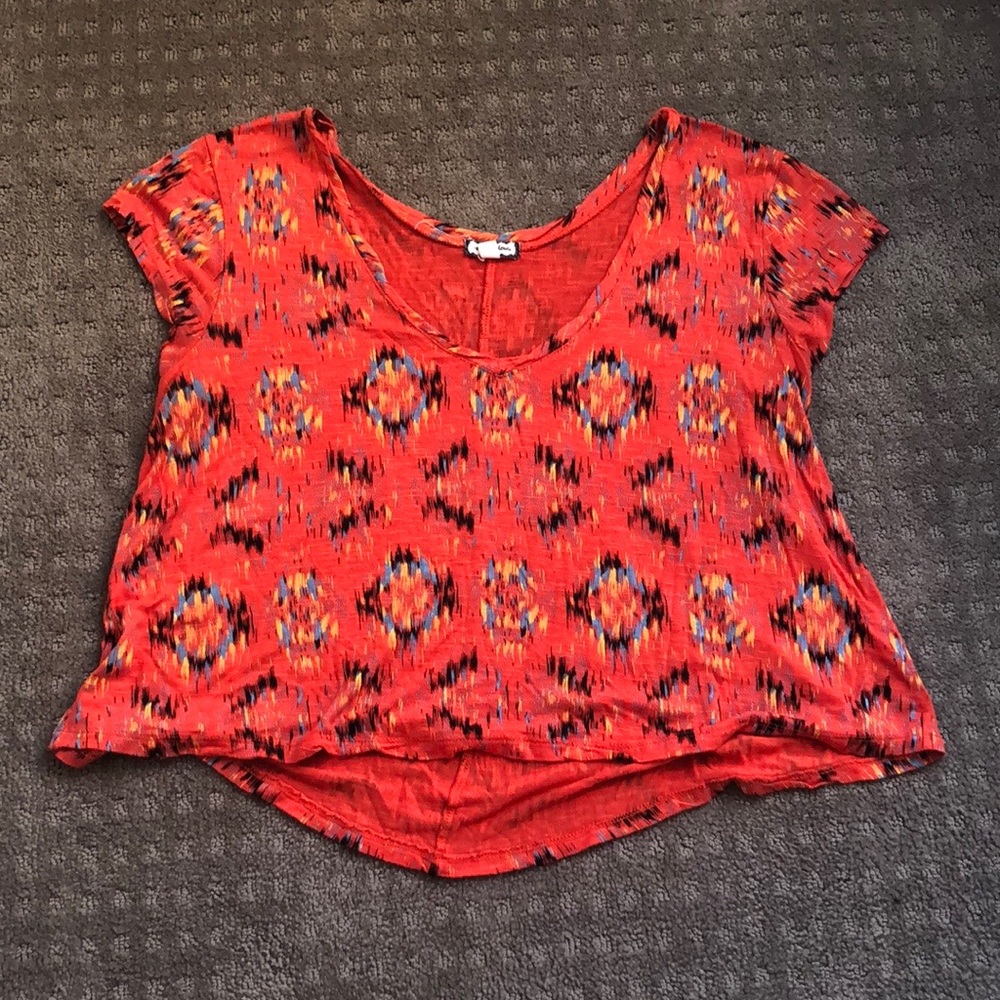 Orange tribal print crop top